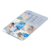Dusty Blue Florals | Leid 3 Foto Opslaan Datum Magneet (Linkerzijde)