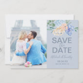 Dusty Blue Florals | Leistoeffoto Save The Date (Voorkant)