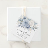 Dusty Blue Florals Liefde Bedankt Bruiloft Bedankjes Labels (In situ)
