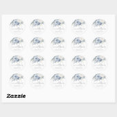 Dusty Blue Florals Liefde Bedankt Bruiloft Ronde Sticker (Vel)