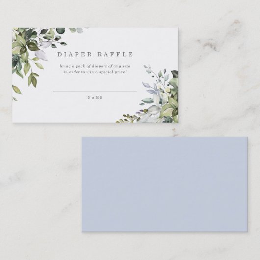 Dusty Blue Florals Luier Raffle Kaart Visitekaartje (Voorkant / Achterkant)