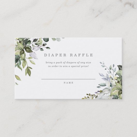 Dusty Blue Florals Luier Raffle Kaart Visitekaartje (Voorkant)