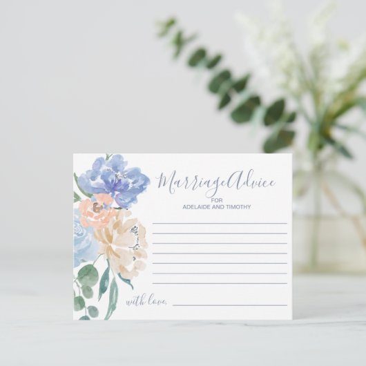 Dusty Blue Florals Marriage Advice Kaarten (Staand voorkant)