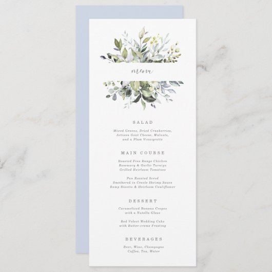 Dusty Blue Florals Menu (Voorkant / Achterkant)