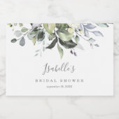 Dusty Blue Florals Mini Mousserende Wijn Flesje La Sparkling Wijnetiket (Enkel label)