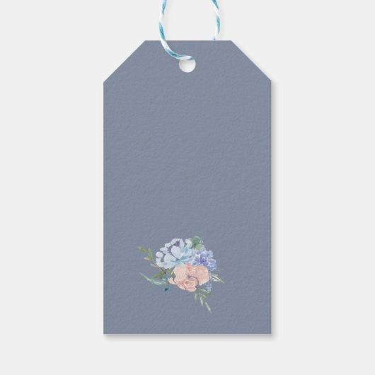 Dusty Blue Florals Monogram Hartelijk dank Cadeaulabel (Achterkant)
