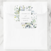 Dusty Blue Florals Monogram Sticker Label (Tas)
