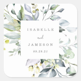 Dusty Blue Florals Monogram Sticker Label