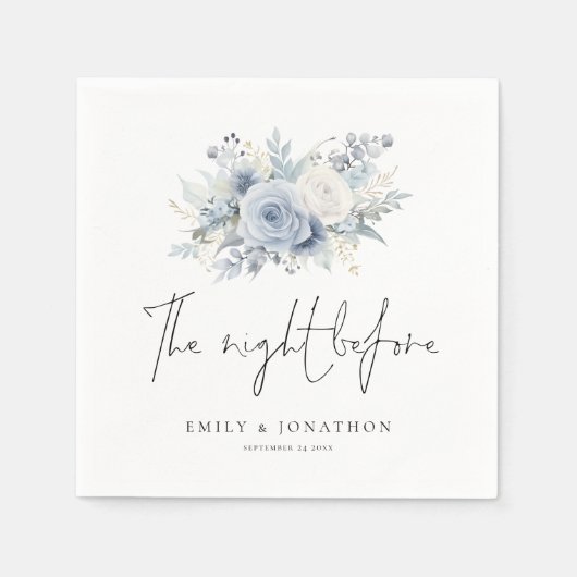 Dusty Blue Florals Night Before Names Servet (Voorkant)