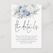 Dusty Blue Florals QR Code Trouwdetails Informatiekaartje (Voorkant)
