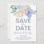 Dusty Blue Florals Save the Date Kaart (Voorkant)