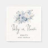 Dusty Blue Florals Script Baby in Bloemdouche Servet (Voorkant)