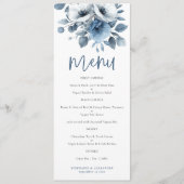 Dusty Blue Florals Script Bruiloft Printable Menu Kaart (Voorkant)
