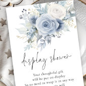 Dusty Blue Florals Script Display Baby shower Informatiekaartje