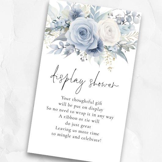 Dusty Blue Florals Script Display Vrijgezellenfees Informatiekaartje