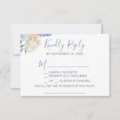 Dusty Blue Florals Song Request RSVP Card (Voorkant)