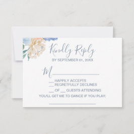Dusty Blue Florals Song Request RSVP Card Kaartje