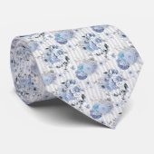 Dusty Blue Florals & Stripes - Neck Tie Stropdas (Opgerold)