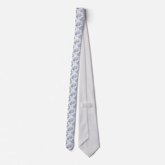 Dusty Blue Florals & Stripes - Neck Tie Stropdas (Achterkant)