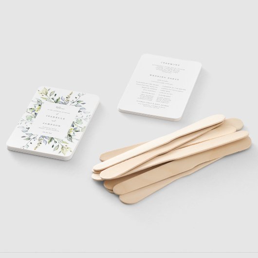 Dusty Blue Florals Trouwprogramma Fan Handwaaier (Niet-gemonteerd)