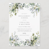 Dusty Blue Florals Verloving Diner Uitnodigen Menu (Voorkant)