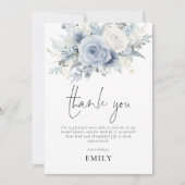 Dusty Blue Florals Vrijgezellenfeest Dank u Kaart (Voorkant)