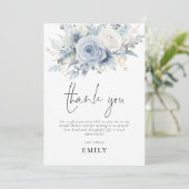 Dusty Blue Florals Vrijgezellenfeest Dank u Kaart (Staand voorkant)