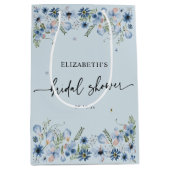 Dusty Blue Florals Vrijgezellenfeest Medium Gift B Medium Cadeauzakje (Voorkant)