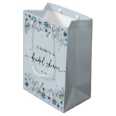 Dusty Blue Florals Vrijgezellenfeest Medium Gift B Medium Cadeauzakje (Achterkant Gekanteld)
