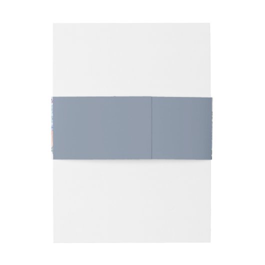 Dusty Blue Florals Wedding Belly Band Uitnodigingen Wikkel (Achterkant Voorbeeld)