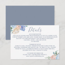 Dusty Blue Florals Wedding Details Kaart