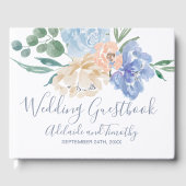 Dusty Blue Florals Wedding Gastenboek (Voorkant)