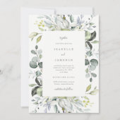 Dusty Blue Florals Wedding Kaart (Voorkant)