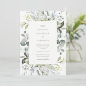 Dusty Blue Florals Wedding Kaart (Staand voorkant)