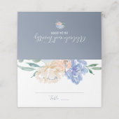 Dusty Blue Florals Wedding Plaatskaartje (Buitenkant ongevouwen)