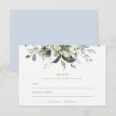 Dusty Blue Florals Wedding RSVP Kaart (Voorkant / Achterkant)