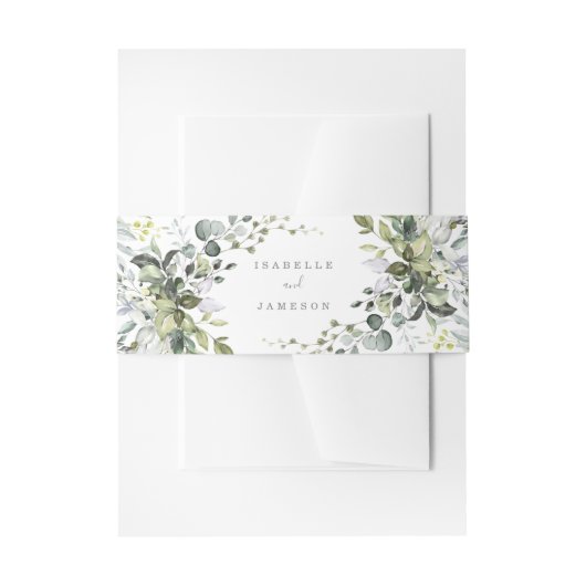 Dusty Blue Florals Wedding Uitnodigingen Wikkel (Voorkant Voorbeeld)