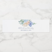 Dusty Blue Florals Wedding Waterfles Etiket (Enkel label)