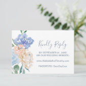 Dusty Blue Florals Wedding Website RSVP Card (Staand voorkant)