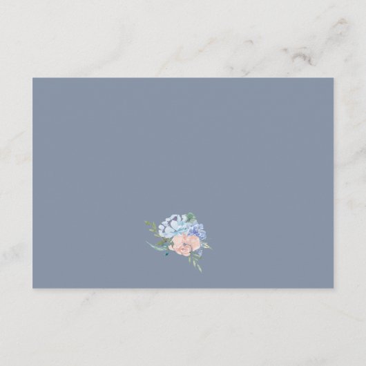 Dusty Blue Florals Wedding Well Informatiekaartje (Achterkant)