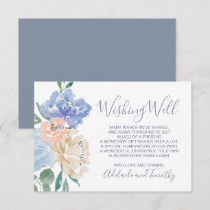 Dusty Blue Florals Wedding Well Informatiekaartje