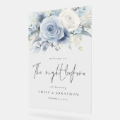 Dusty Blue Florals Welkom bij Night Before Acryl Bord (Hoek)