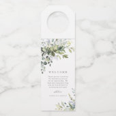 Dusty Blue Florals Welkom Fles Hanger (Voorkant)