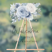 Dusty Blue Florals Welkom op de bruiloft Acryl Bord (Neutraal)