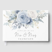 Dusty Blue Florals wenst nieuwe Mr. Mrs Gastenboek (Voorkant)