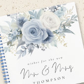 Dusty Blue Florals wenst nieuwe Mr. Mrs. Guest Boo Notitieboek
