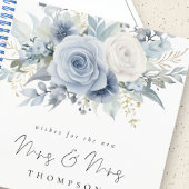 Dusty Blue Florals wenst nieuwe Mrs. Guest Book Notitieboek
