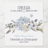 Dusty Blue Florals Wijn Etiket (Enkel label)