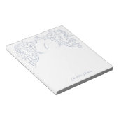 Dusty Blue Flourish Monogram briefpapier Notitieblok (Schuin)