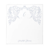 Dusty Blue Flourish Monogram briefpapier Notitieblok (Voorkant)